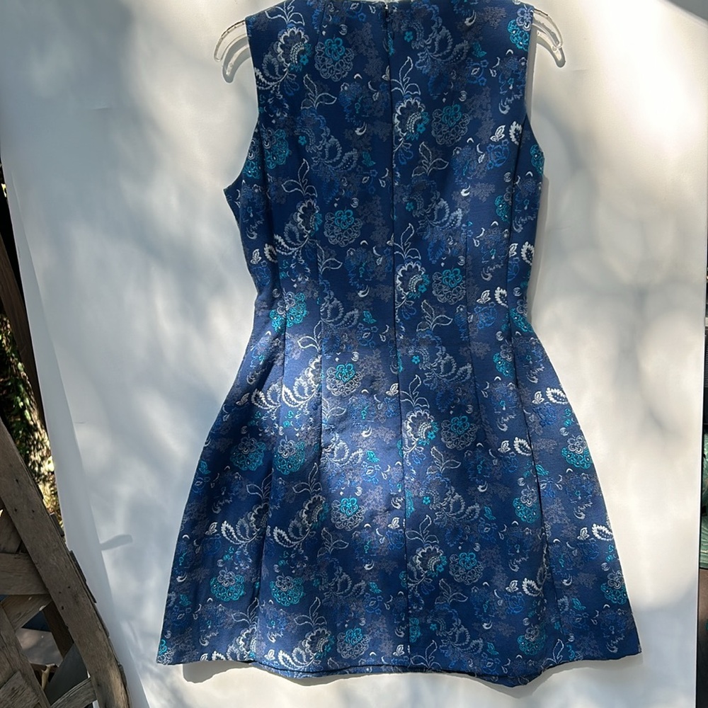 SALE Eva Mendez NewYork&Co Blue Tapestry Floral Fit&Flare Dress Women’s Sz 8